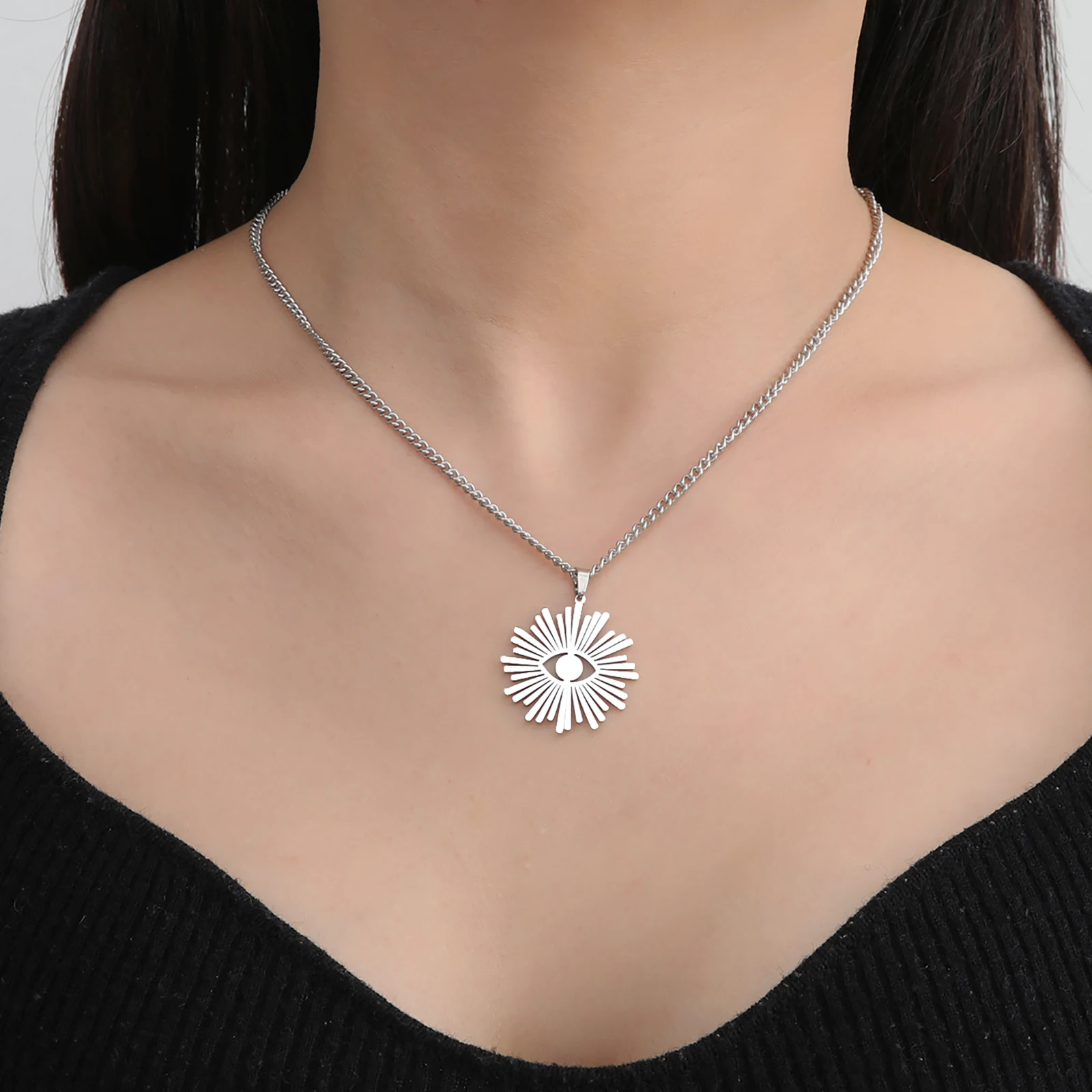 Ожерелье с кулоном сглаза из нержавеющей стали