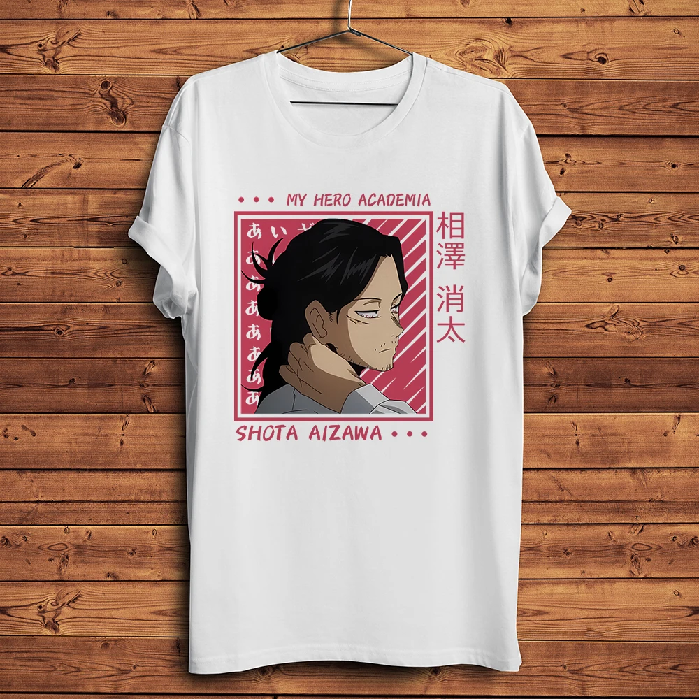 

Забавная аниме футболка MHA Shouta Aizawa, мужская повседневная футболка с коротким рукавом и круглым вырезом, уличная одежда унисекс, футболка без наклеек для манги