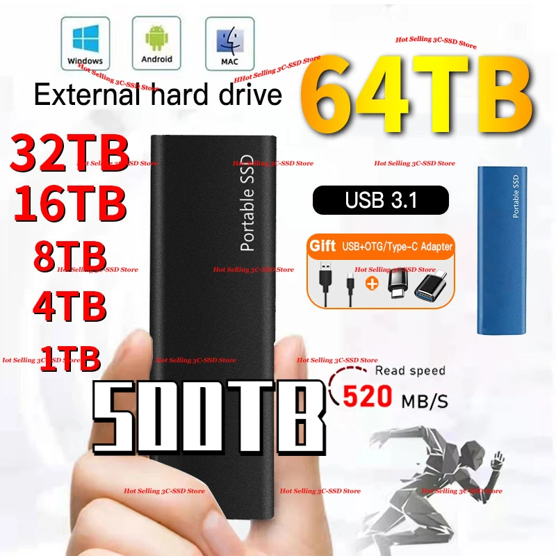 

Original 1TB portable external ssd High Speed external solid state drive USB3.1 portable drive 2TB external hard drive For PC