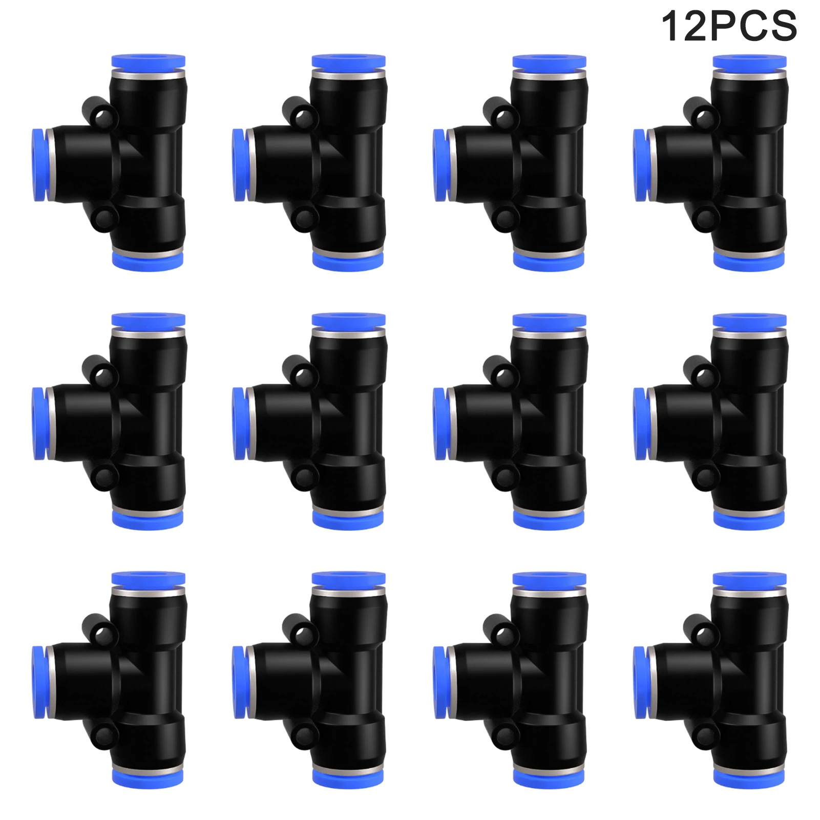 

12pcs Pipe Hose Tube Fitting Flexible 3 Way PE Durable Plastic Good Sealing T Type Pneumatic Connector Easy To Install