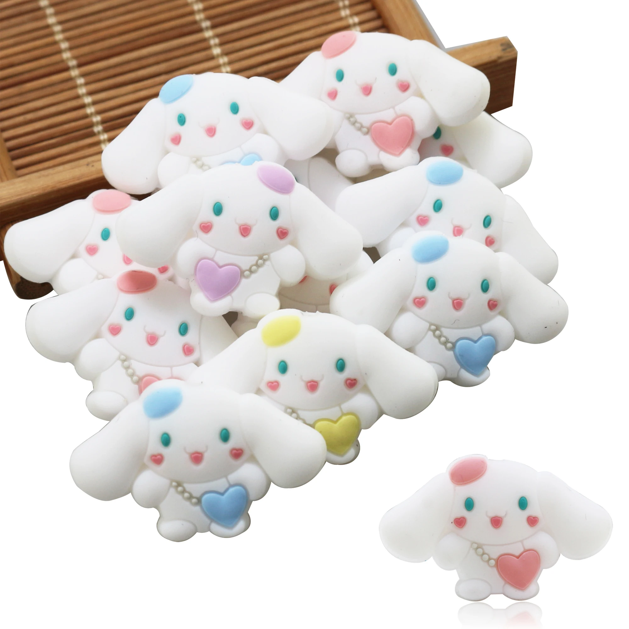 

50-100pcs Cute Rabbit Silicone Beads Bunny Focal Design Food-Grade Teething Bead DIY Nipple Chain Jewelry Accessories