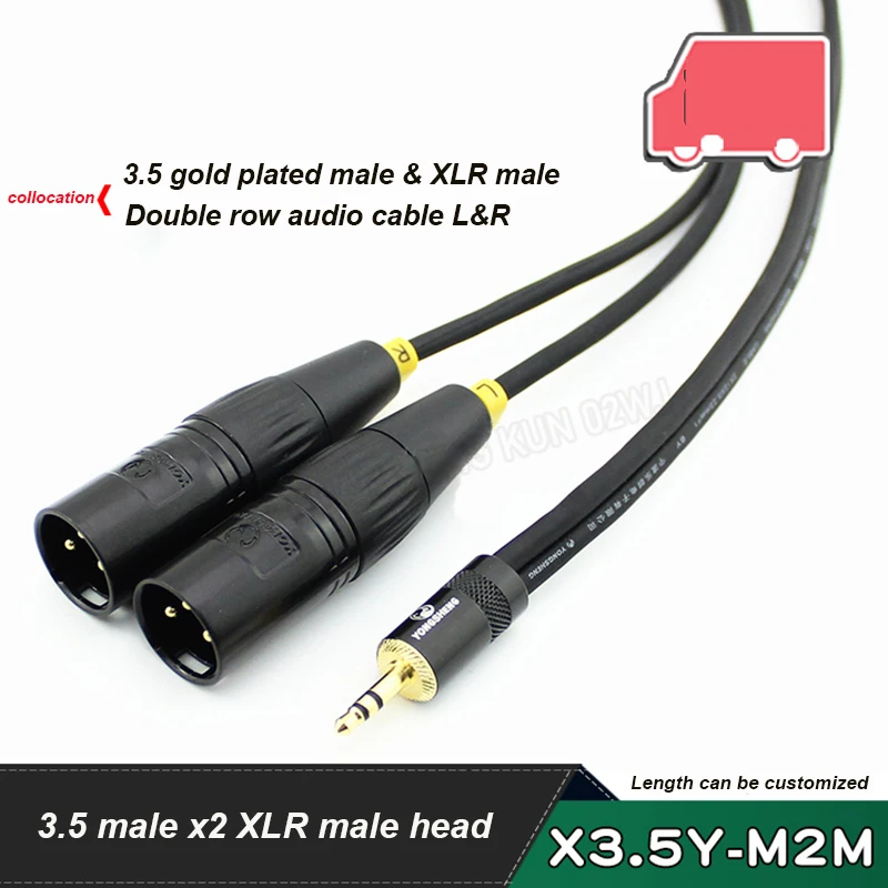 

3.5mm Gold Plated Male & To 2-XLR Male Microphone Mic Cable Audio Cable Connector YS137n BG Mixer Laptop Headphone Plug