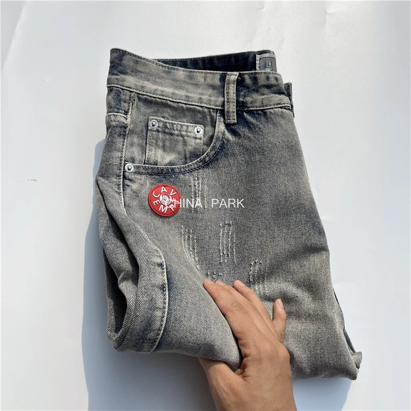 

Hole CAV EMPT C.E Jeans Men Women 1:1 High Quality Casual Nice Washed Zipper Cavempt Jeans Trouser gym pantalones hombre y2k