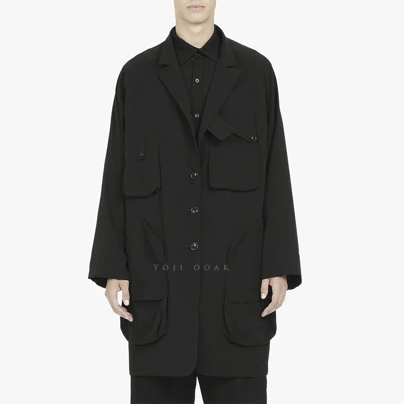 

Hot S-6XL 2022 Spring Men's New Fashion Personalized Large size customizatio Mid-length slim multi-pocket trench coat