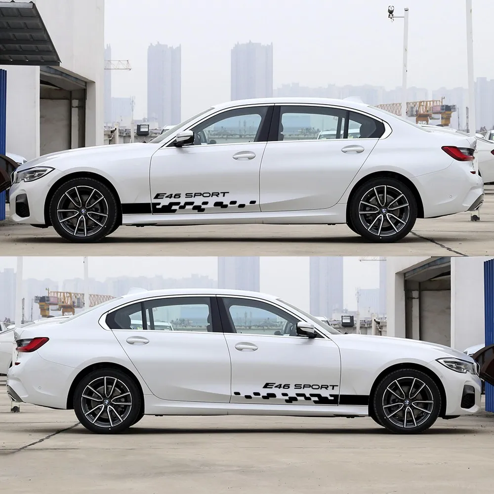 

2 шт., наклейки на боковую юбку автомобиля, для BMW E90, E92, E93, E46, F20, F21, F30, F31, F32, F33, F34, F15, F10, F01, F11, F02, G30