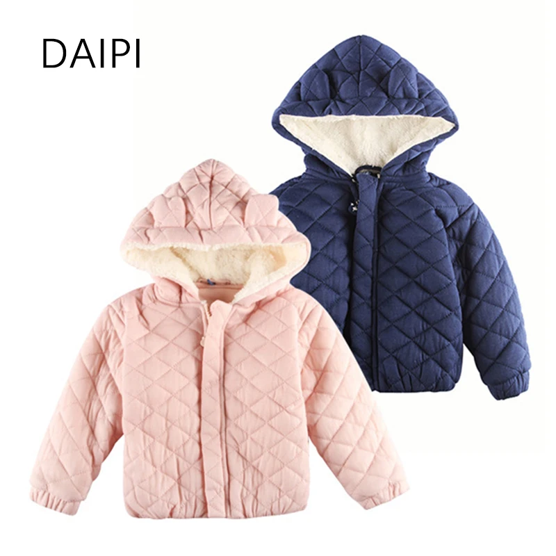 

Детская зимняя одежда, флисовое утепленное пальто для маленьких девочек, хлопковый Детский комбинезон на молнии с капюшоном, зимняя одежда ...