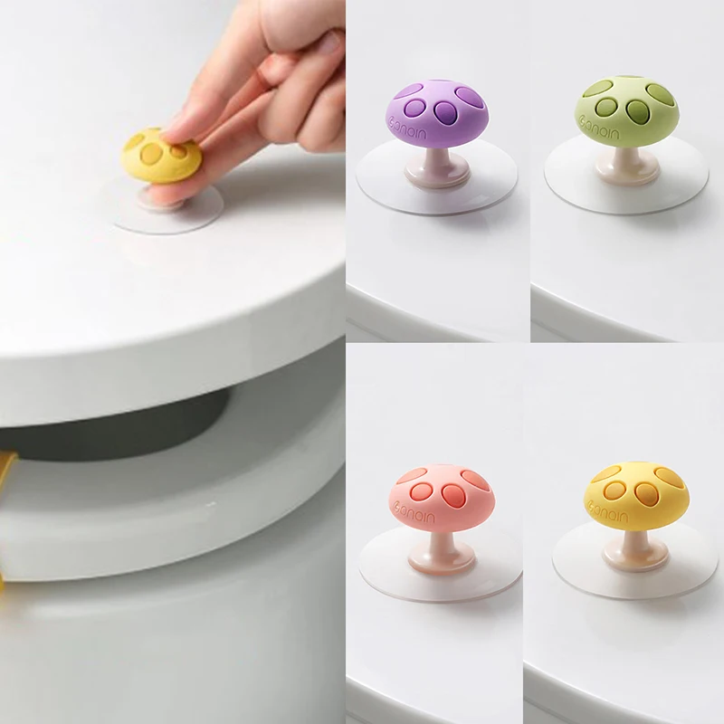 

Toilet Seat Cover Lid Lifter Mushroom Shape Ring Flapper Handle Holder Silicone Household Bathroom WC Accessories Avoid Touching