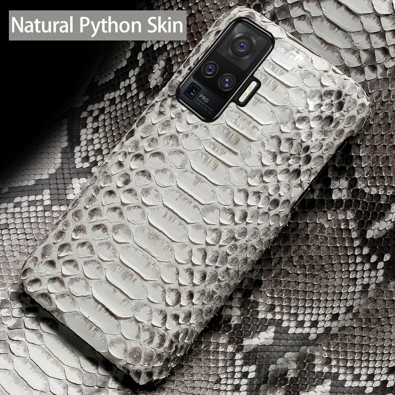 

Чехол из натуральной кожи для телефона VIVO X50 X30 X27 Pro X23 Nex 3 iQOO, роскошный чехол-накладка из Натуральной Змеиной кожи питона