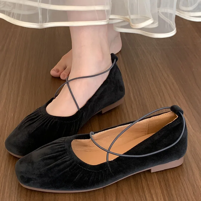 Женские Плиссированные туфли на плоской подошве элегантные уличные мэри джейн