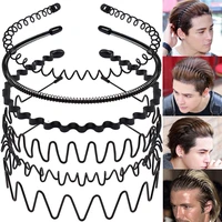 fashion men women hair band wave shaped hairband face washing non slip hair hoop unisex black metal headband hair accessories