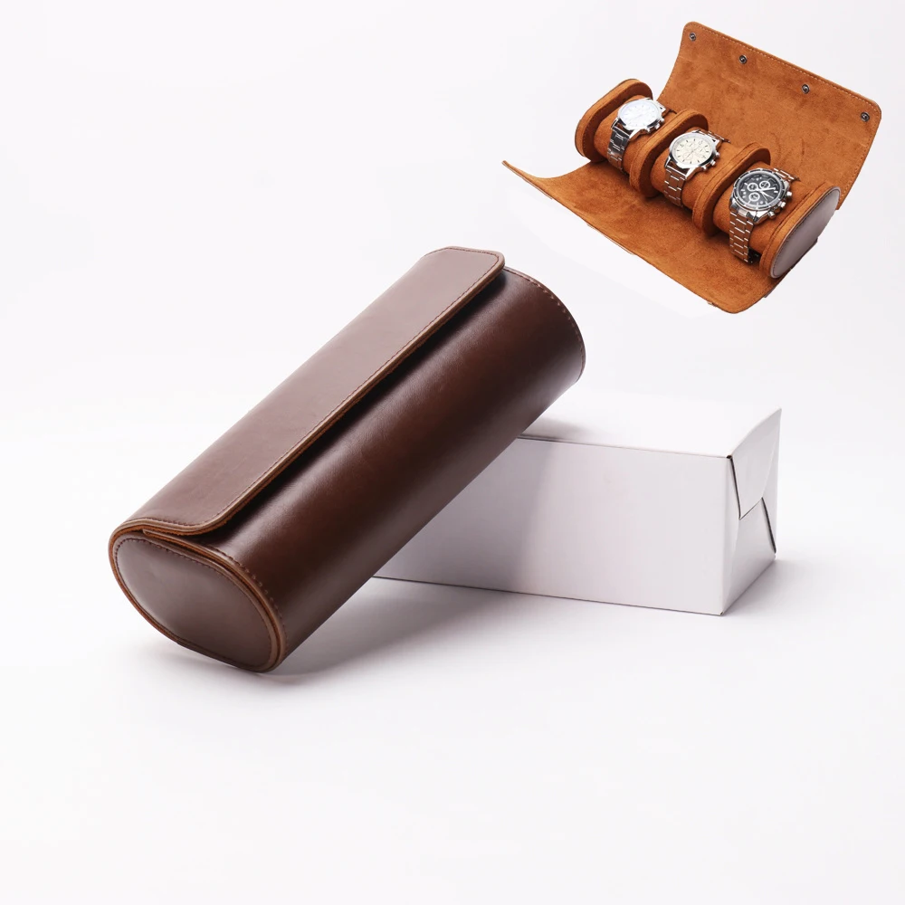 

1 2 3 Slots Watch Roll Travel Case Chic Portable Vintage Leather Display Watch Storage Box with Slid in Out Watch Organizers
