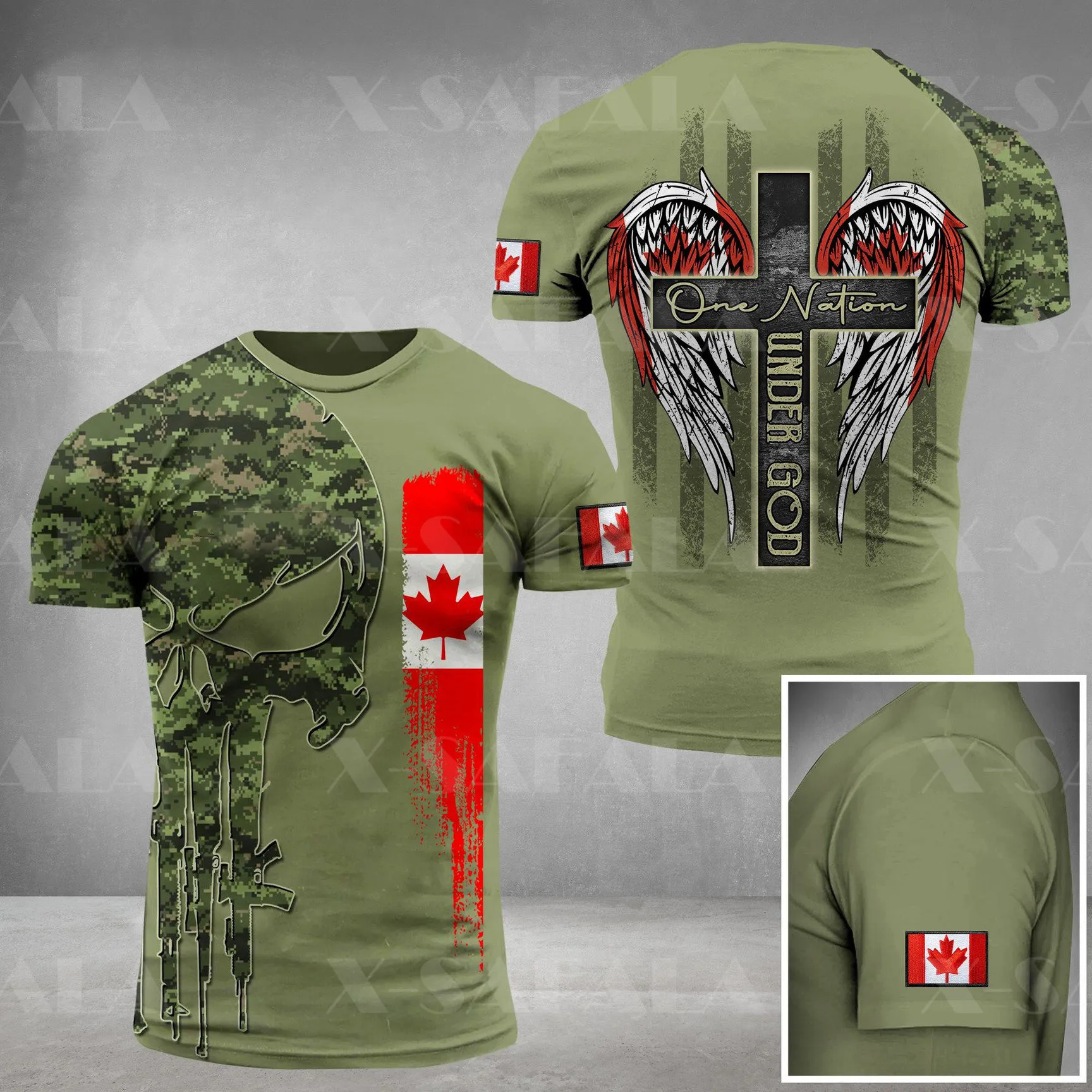 

Canadian soldier-army-flag National Veteran 3d printing army Special Forces Men's Summer T-Shirt Round Neck Casual Female