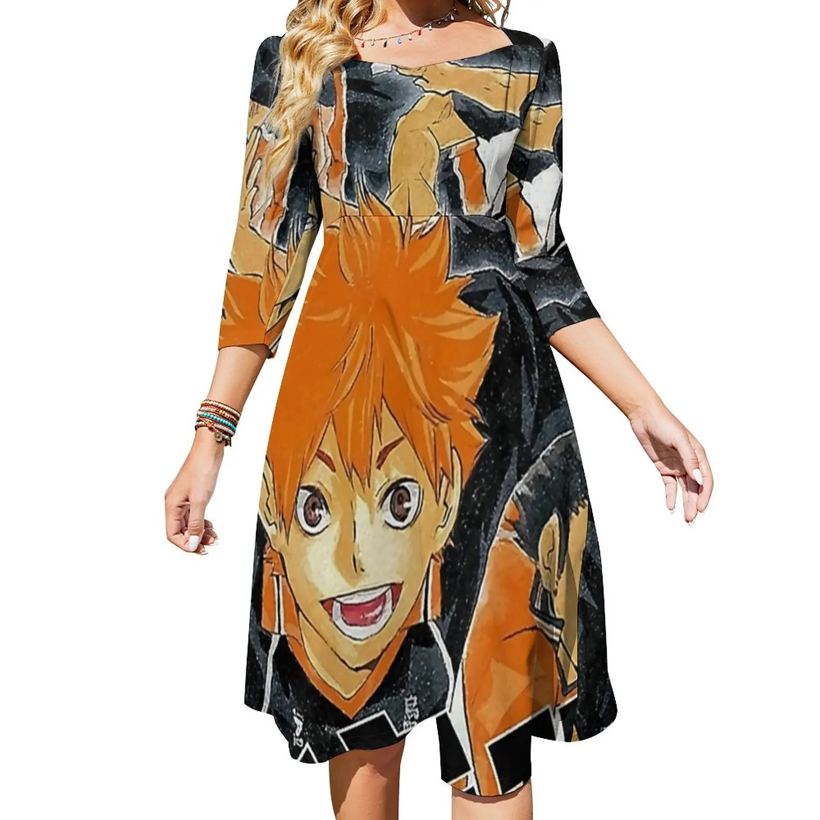 

Летнее платье Miya Atsumu, модные женские платья с рисунком, Стильное повседневное платье большого размера с рисунком