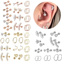 stainless steel crystal cartilage piercing earring set small stud earring for tragus piercing helix earring conch rook jewelry
