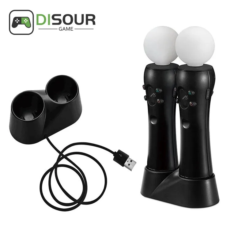 

DISOUR PS4 Controller Charger Dual Handle Charging Station For Sony Playstation 4 Gamepad Charging Dock For PS4 VR Controller