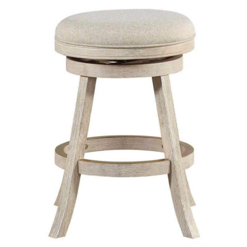 

Boraam Fenton 29" Backless Wood and Linen Swivel Bar Stool - Ivory Wire-Brush