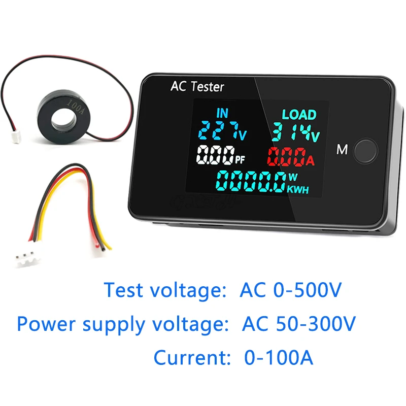 

6 In 1 Dual Voltage Display Tester 0-500V Voltmeter 0-100A Digital Ammeter Power Detector Monitor Voltage Regulator