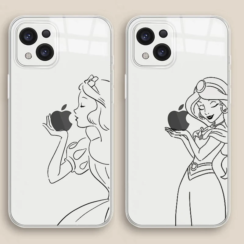 

Simple Princess Holding Apple Aladdin Phone Case for Silicone Case for IPhone 11 12 13 Pro Max Case X Xr Xs Max 87 Plus Soft TPU
