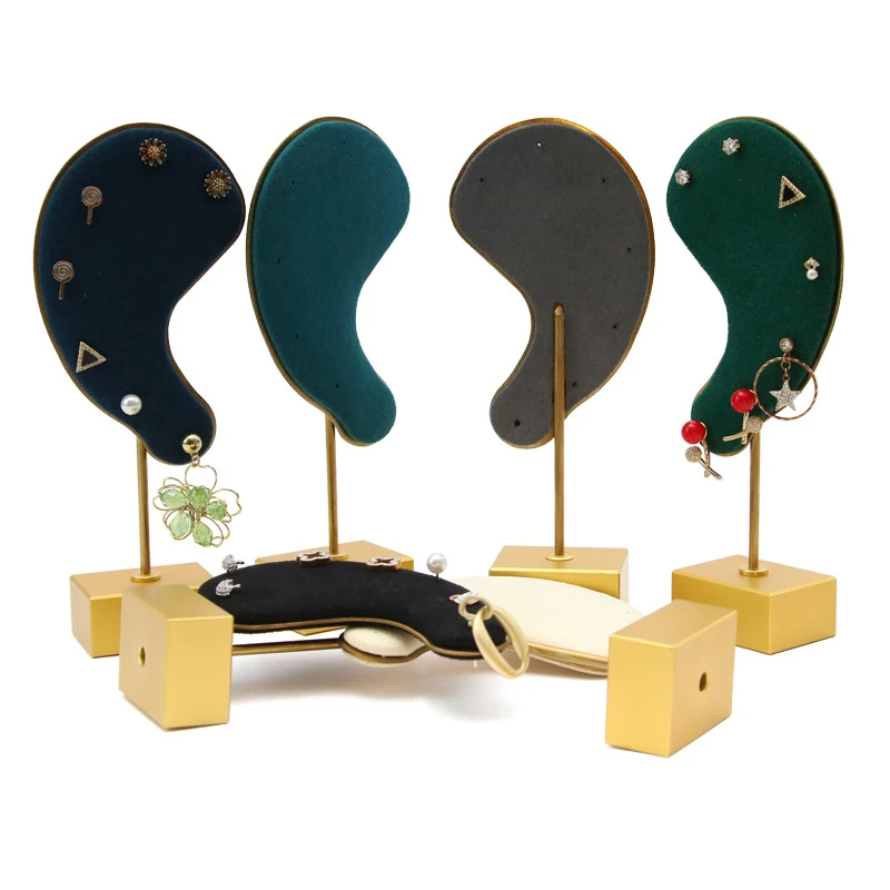 Earring Display Stand Microfiber Earring Holder Ear-Shaped Ear Clip Stud Jewelry Display Organizer Stand