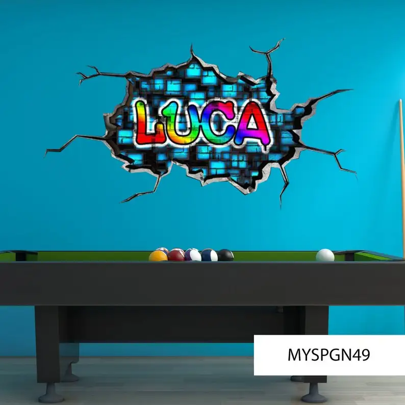 

PERSONALIZED WALL DECAL, Custom Name Graffiti Decal, Vinyl Sticker, 3D Kids Room Art Decor, Wall Mural, Removable Wall Decoratio