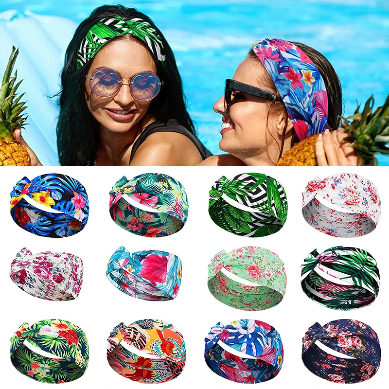 

Fashion Women Headband Cross Top Knot Elastic Hair Bands Vintage Print Girls Hairband Hair Accessories Twisted Knotted Headwrap