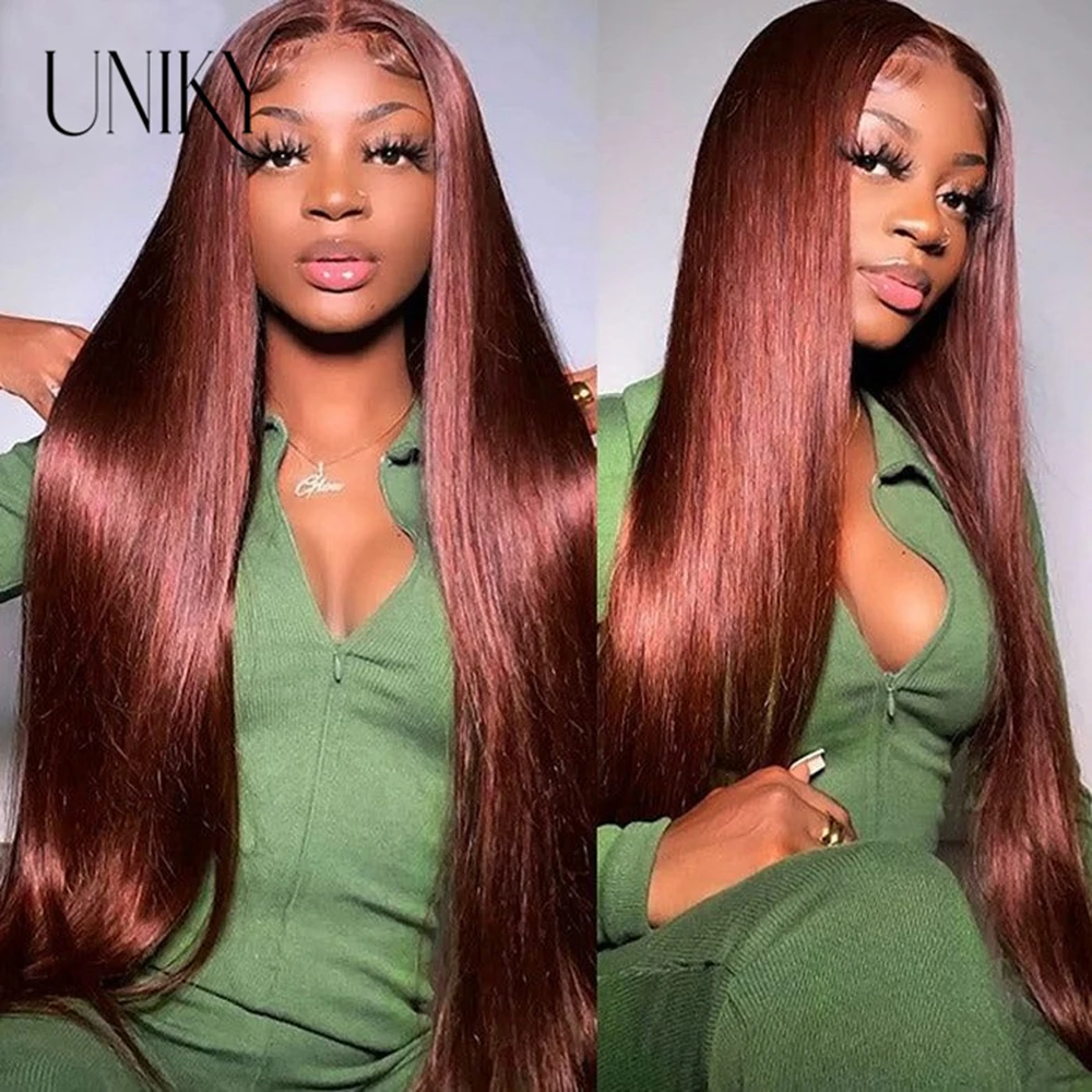 Reddish Brown Hd Lace Wig 13x6 Human Hair Pre Plucked 13x4 Straight Lace Front Wig Dark Red Brown 360 Full Lace Frontal Wigs