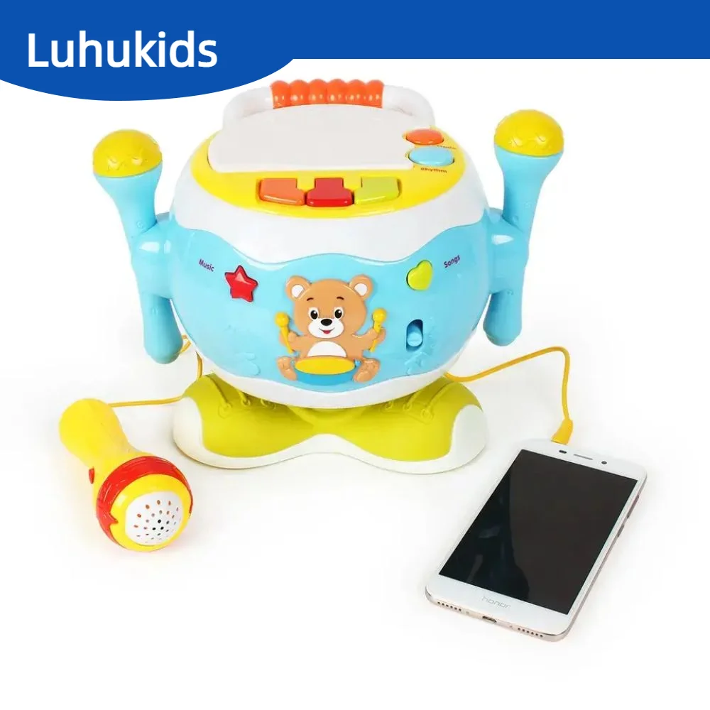 3 Keys Electric Educational Toy Musical Drums For Baby Kids With Flash Microphone And 5 Scales