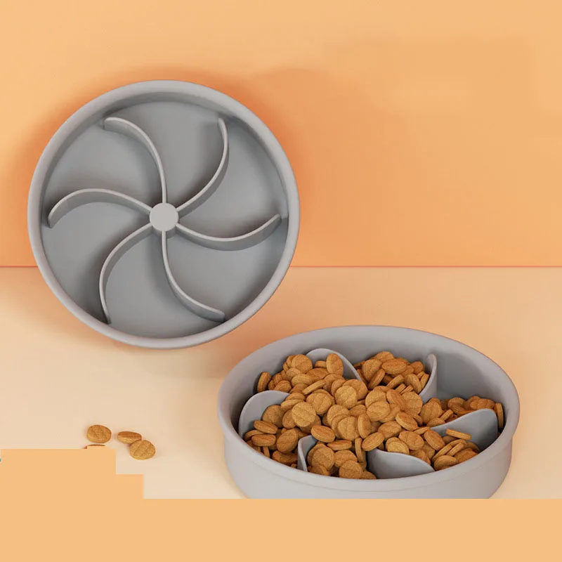 

Pet Petal Shape Slow Food Bowl Pet Anti Choking Compartment Silicone Pet Bowl Dog Bowl Pet Supplies Pet Accessories Dog Bowls
