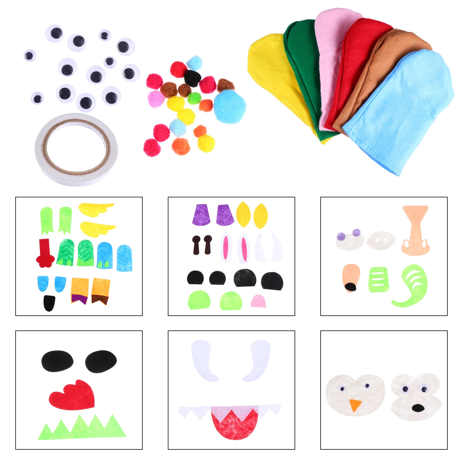 

Hand Puppet Kit DIY Felt Crafts Puppets Kids Materials Suit Puzzle Accessories Child Toy