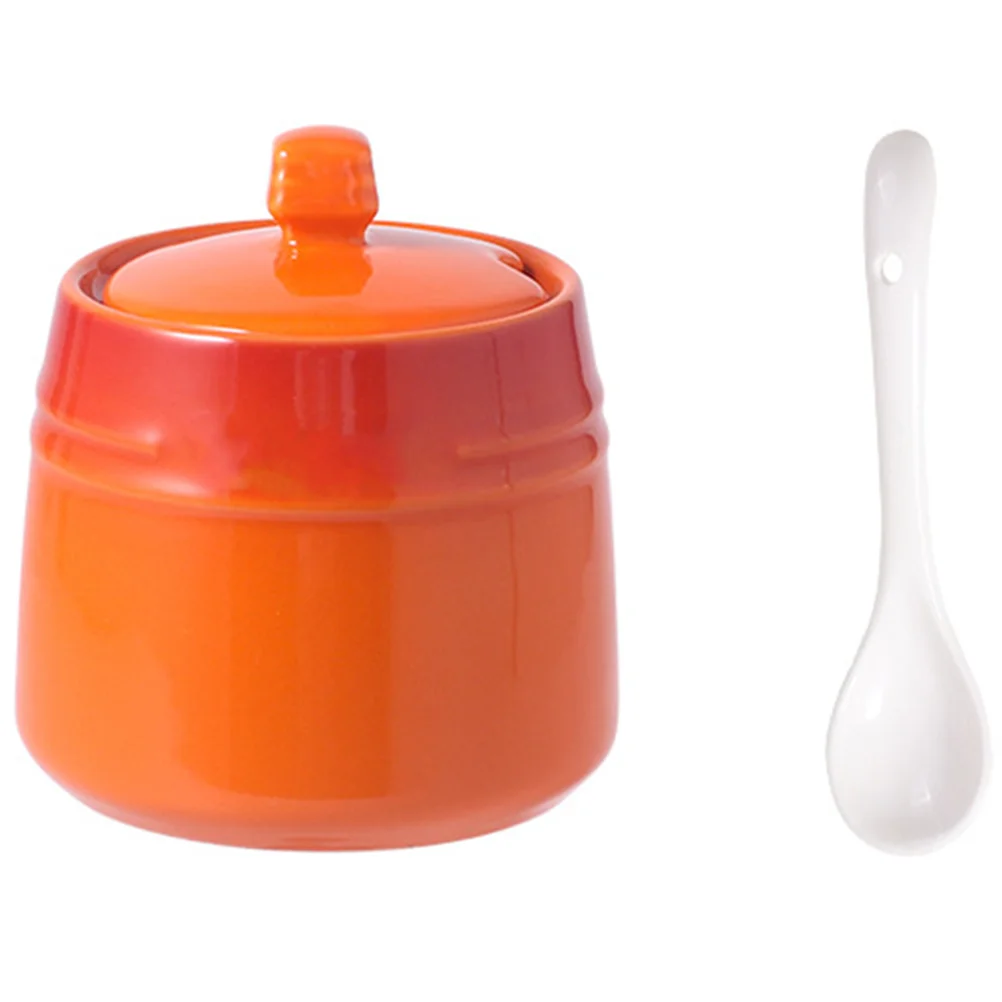 

Salt Jar Seasoning Condiment Container Box Sugar Storage Ceramic Pepperbowl Pot Pots Kitchen Canister Porcelain Lid Jars Boxes