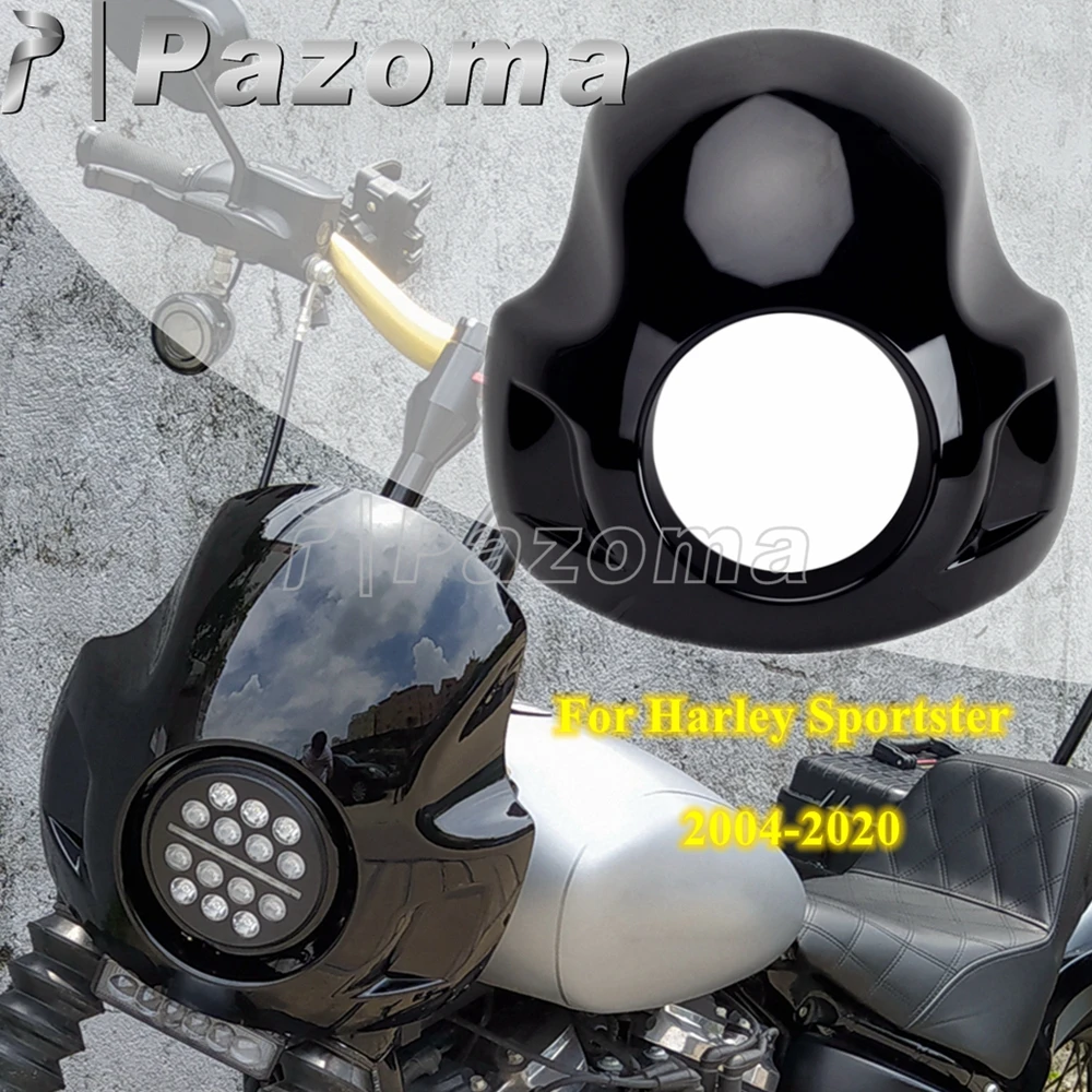 

Глянцевый черный мотоциклетный обтекатель Cafe Racer для Harley Sportster 1200 883 XL Iron 883 SuperLow 5,75 дюйма накладка на фару 04-2020