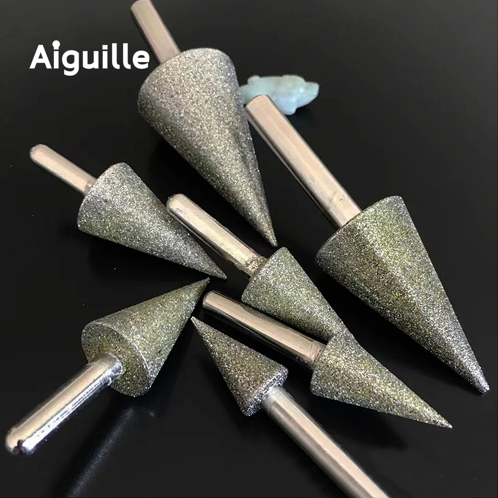 Фото Aiguille 30 градусов 80 #   Алмазная шлифовальная точка Каменные рабочие точки Алмазные шлифовальные заусенцы Пилинг-точка для обработки камня и металла №5