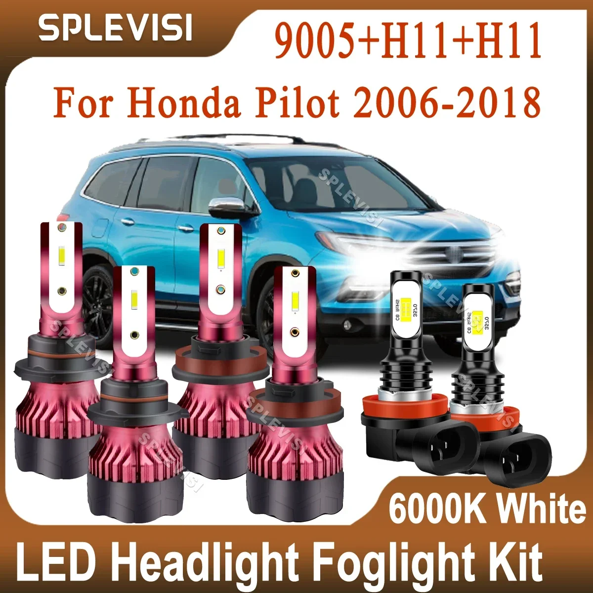9005 H11 Противотуманные фары дальнего ближнего света Прозрачный белый для Honda Pilot 2006