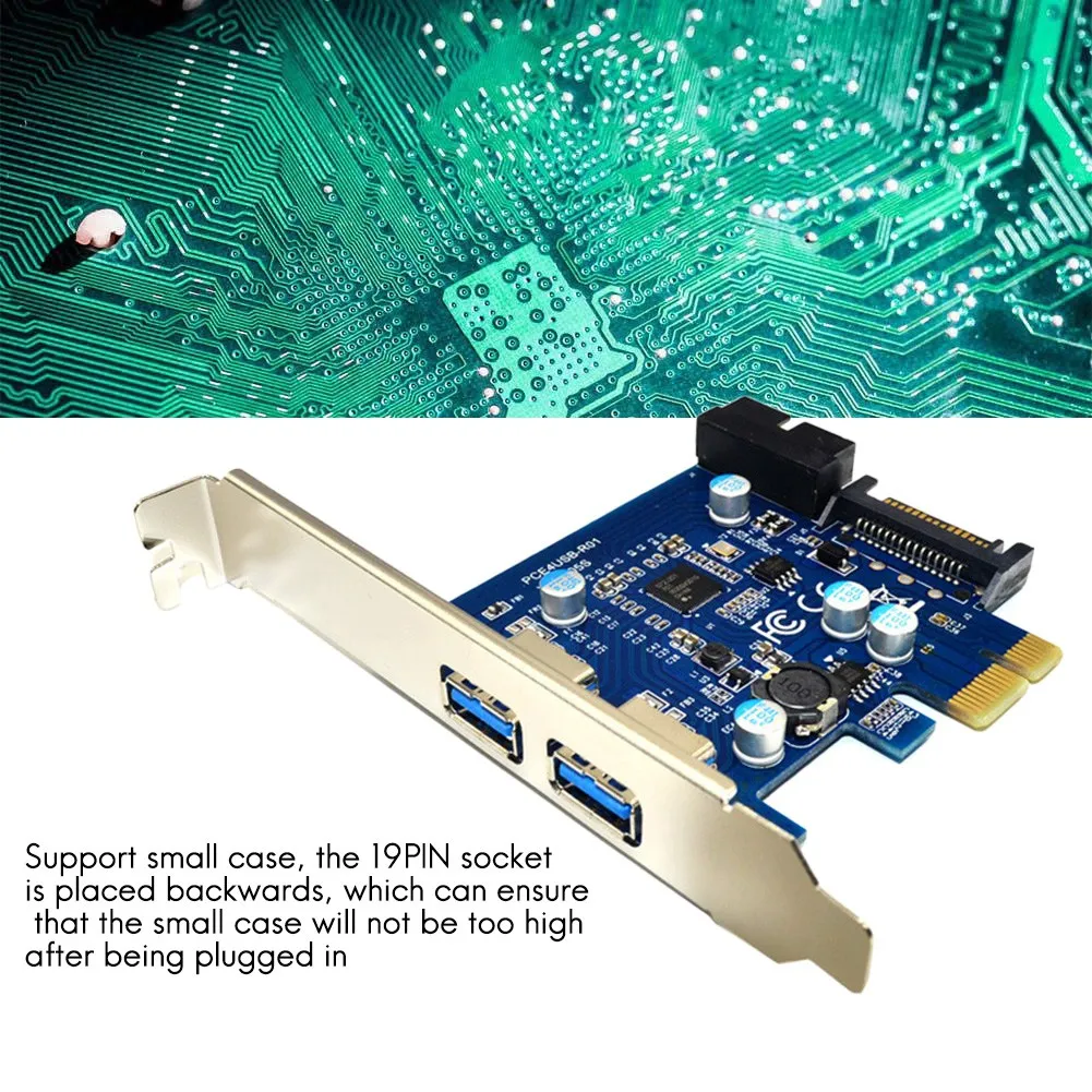 Карта расширения USB3.0 передняя 19-контактная + задняя 2-портовая плата UPD 720201