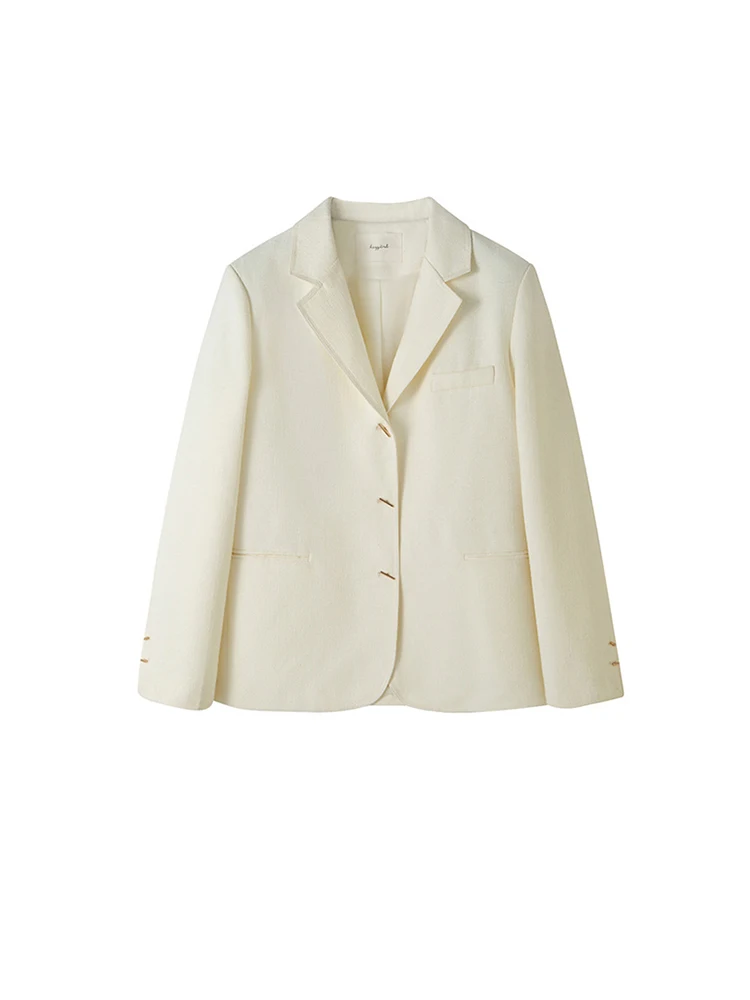 

Женский однотонный классический блейзер с отложным воротником и длинным рукавом