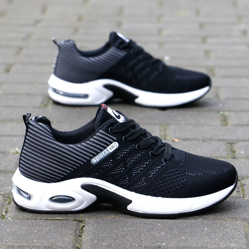 Sneakers Men's Running Shoes Non-slip Lightweight Walking Shoes Air Cushion Comfortable Solid Color Fitness Shoes Casual 36-44