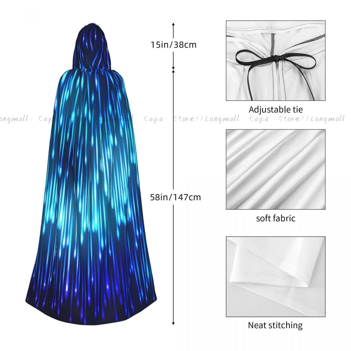 Взрослый Хэллоуин Абстрактный Космический Дождь На Синем Размытой Фон Плащ