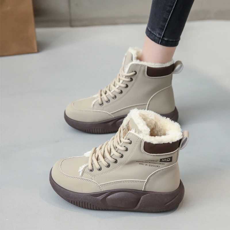 Белые ботинки до середины икры зимняя обувь женские Australia Low 2024 зимние в стиле рок