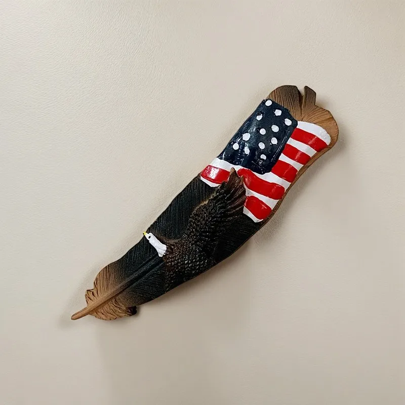 3D магниты на холодильник стильные перья американский флаг Орел разрисованные