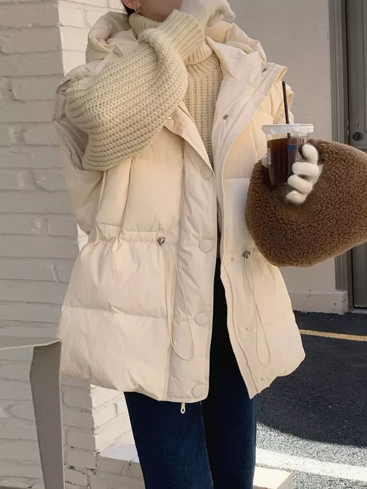 

Новинка 2022, роскошный пуховой жилет, Женская длинная куртка с капюшоном, пуховик на 90% утином пуху, зимний жилет на шнуровке, без рукавов