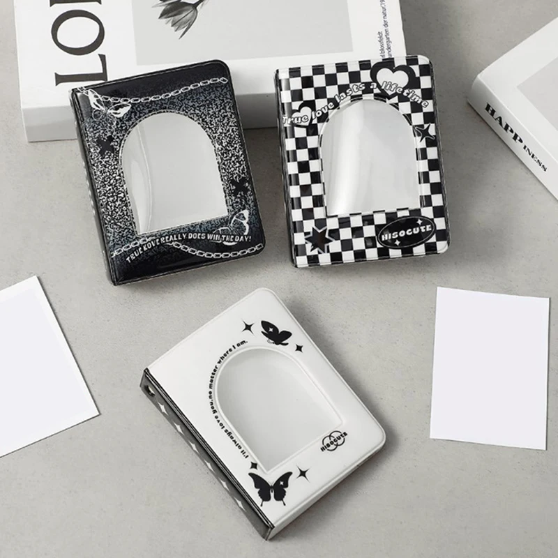 

Black White Photocard Holder 3 Inch Photo Album 40 Pockets Kpop Idol Cards Postcards Collect Book Polaroid Albums