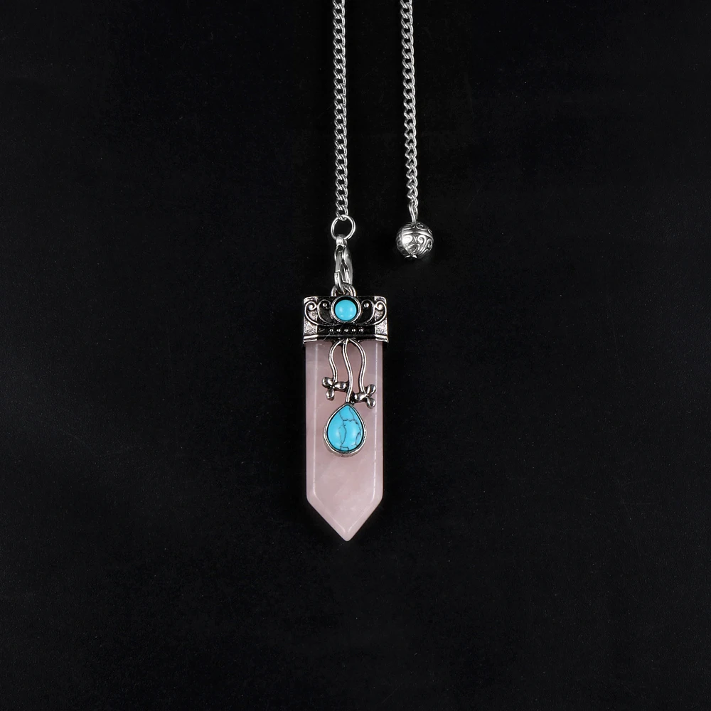 Natural Stone Polygon Clear Quartz Crystal Agates Pendant Pendulums For Women Men Balance Spiritual Divination Necklace Jewelry