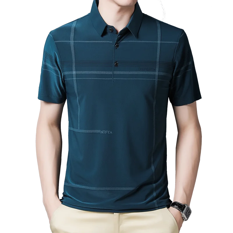 

5752 футболка Nieuwe мужская деловая Повседневная футболка Korte Mouwen Dunne Ademend Мужская футболка с отложным воротником Kraag Werk Мужская футболка