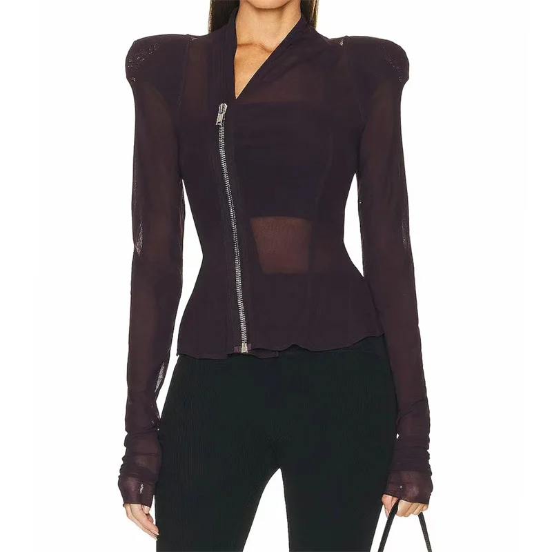 

Женская куртка с длинным рукавом, приталенное пальто с наплечниками и фатиновой строчкой, винтажный топ в Корейском стиле, y2k, весна 2023