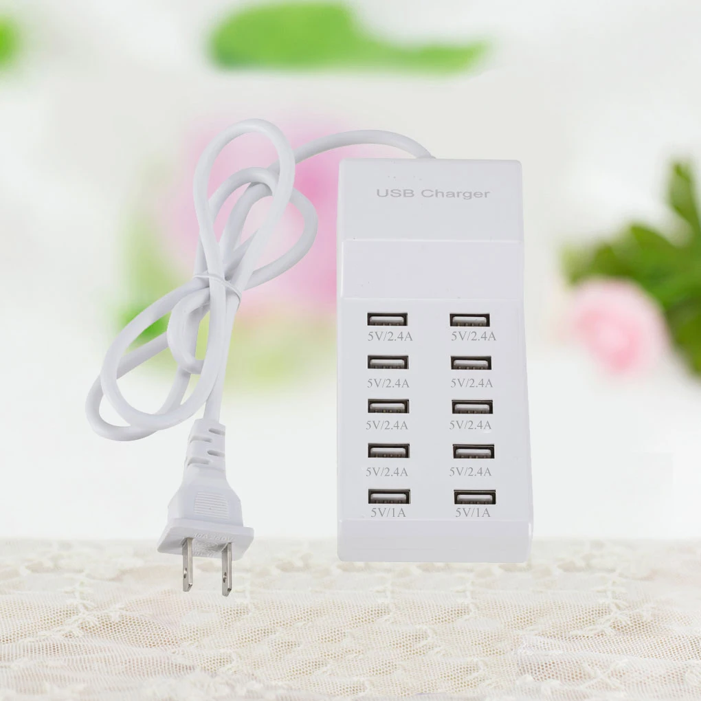 

10 Ports USB Charger Phone Hub 5V 12A Multi Port Power Supply US EU Plug