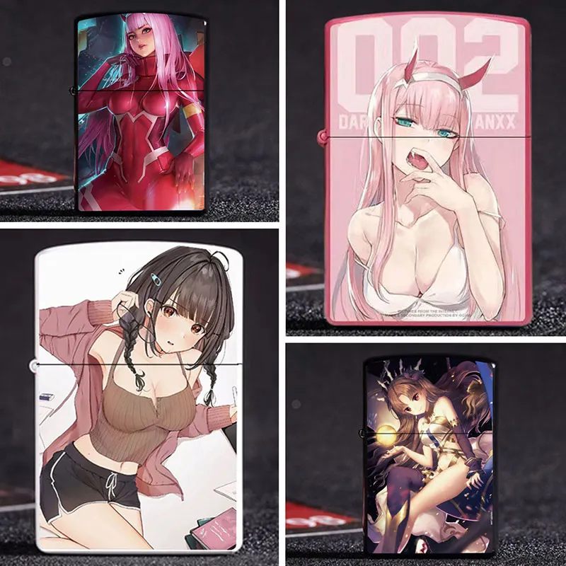 

Sexy Anime Beauty Lighter 002 Darling In The Franxx Lighter Windproof Cartoon Kerosene Lighters Smoking Accessorie Fast Delivery
