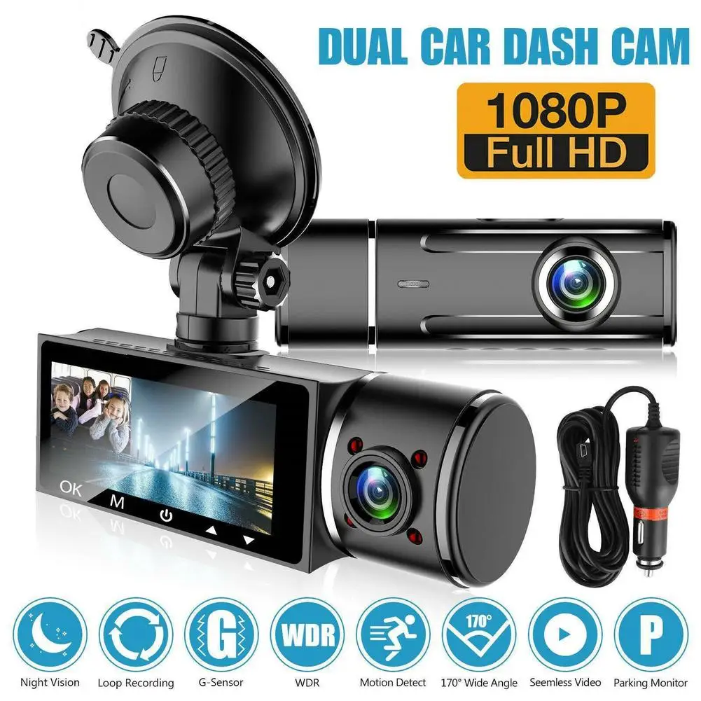 Dual Car Video Recorder Dash Cam 1080P HD Auto Digital Rotatable Lens Starlight Night Vision Dash Cam Parking Monitoring Video