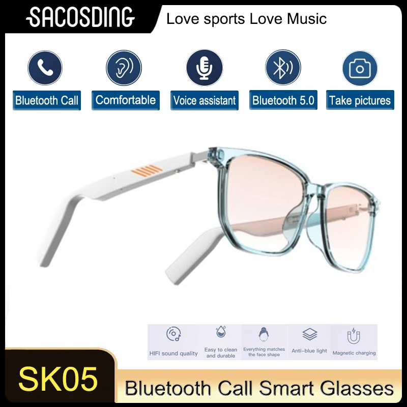 

SACOSDING Smart Glasses TWS Wireless Bluetooth Bone-Conduction Waterproof Earphones Sports Headset Music Sunglasses Men Women