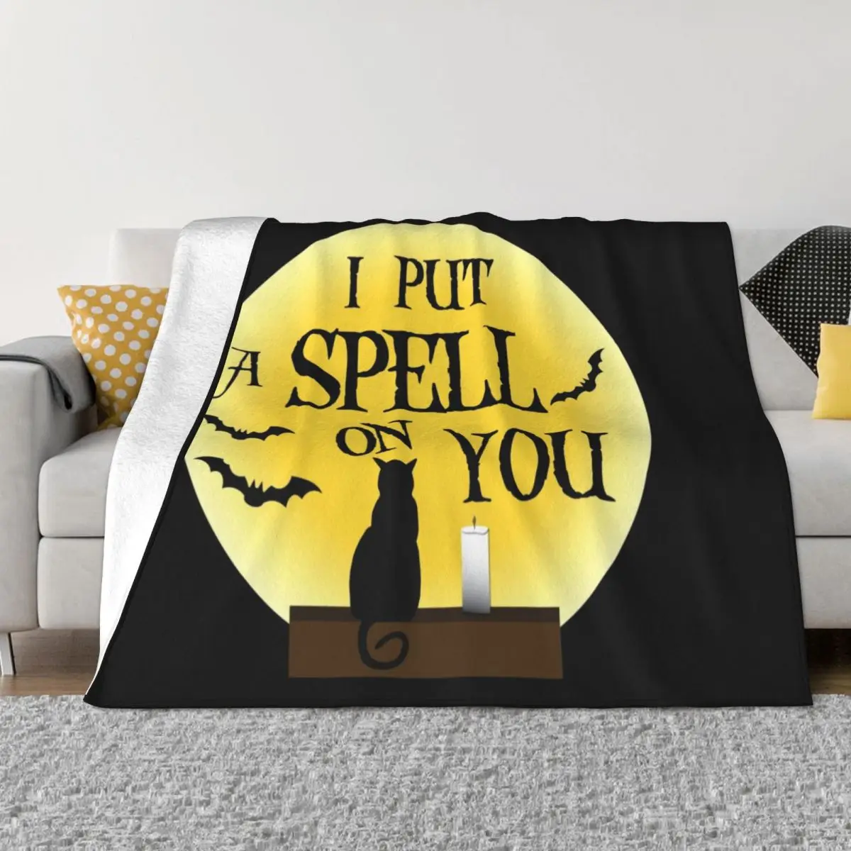 

Одеяло Hocus Pocus с черным котом, Фланелевое теплое покрывало с 3D принтом, в стиле Хэллоуин, покрывало для кровати, кушетки