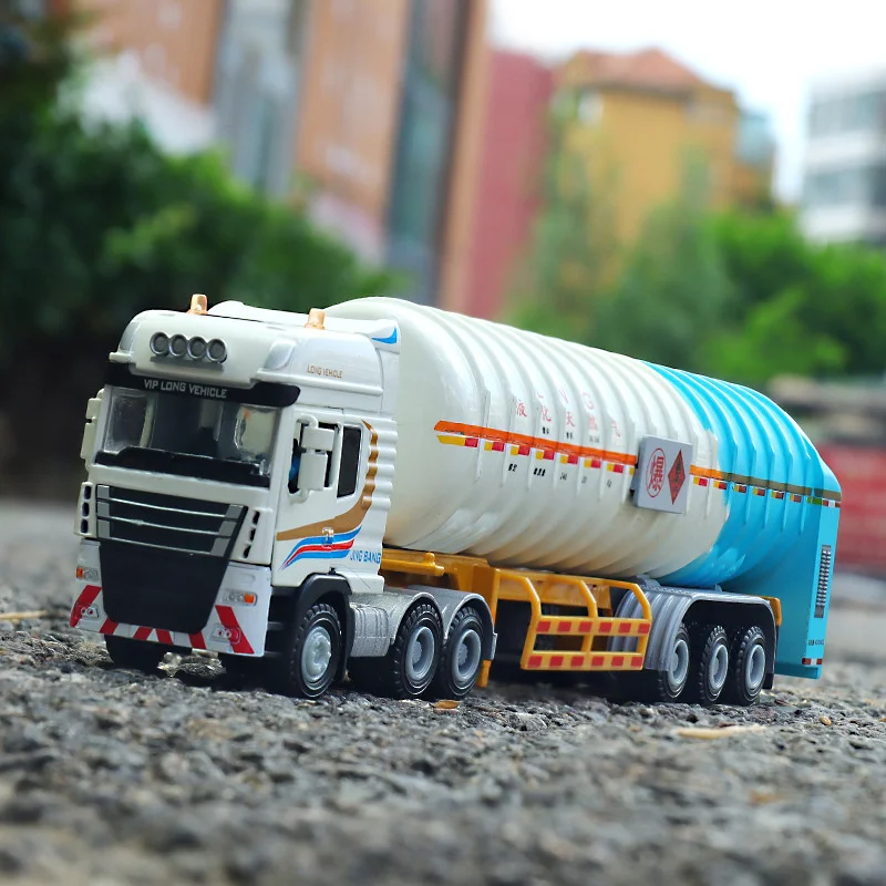 

1/50 Natural Gas Tanker Alloy Diecast Car Models 4 Door Opened Large Size Vehicle Toys Metal Transport Toy For Children Gifts